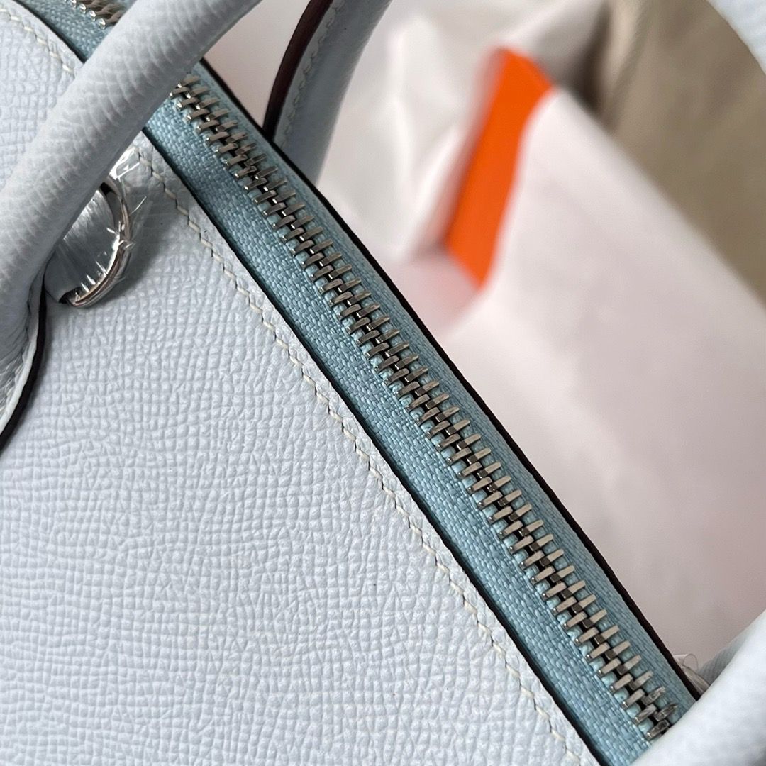 Hermes Bolide 1923 25 Handmade Bag In Blue Brume Epsom Calfskin - Image 5