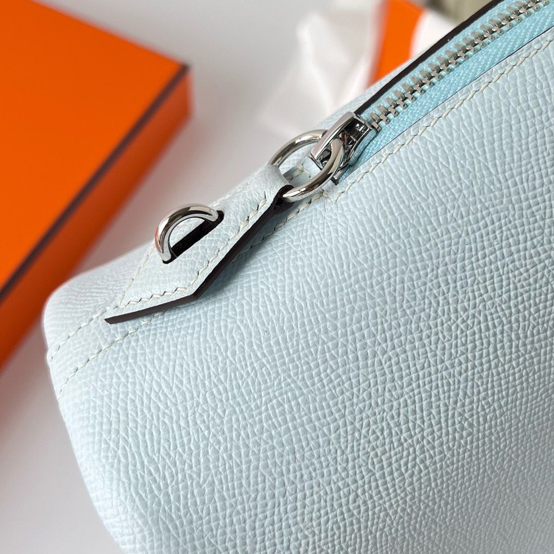 Hermes Bolide 1923 25 Handmade Bag In Blue Brume Epsom Calfskin - Image 6