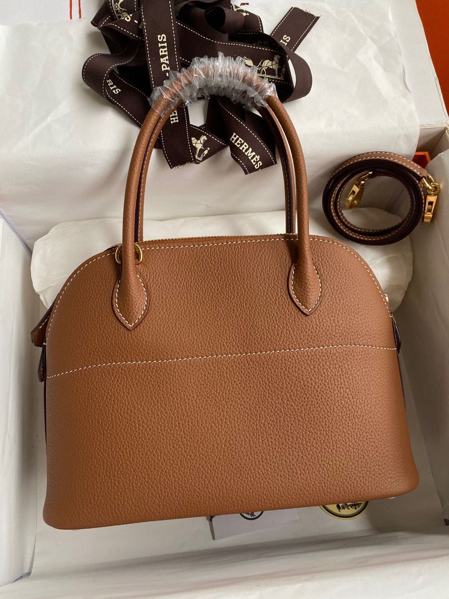 Hermes Bolide 1923 27 Handmade Bag In Gold Clemence Calfskin - Image 3