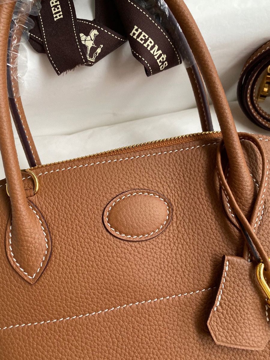 Hermes Bolide 1923 27 Handmade Bag In Gold Clemence Calfskin - Image 4