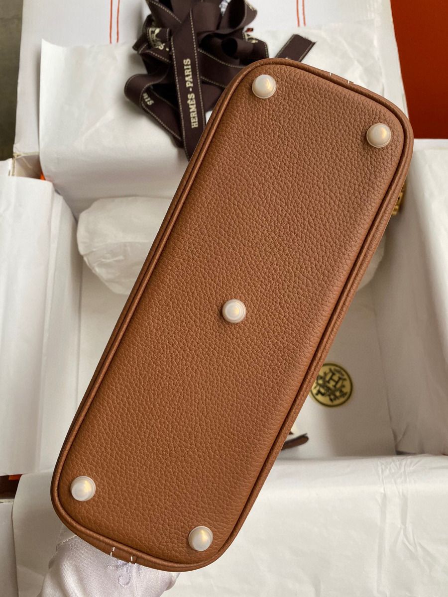 Hermes Bolide 1923 27 Handmade Bag In Gold Clemence Calfskin - Image 10