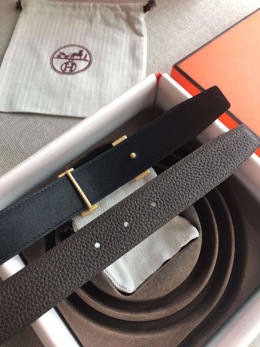 Hermes Quizz 32mm Reversible Belt In Cafe Clemence Leather - Image 5