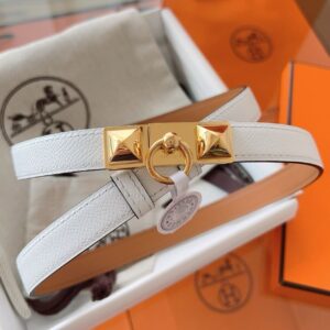 Hermes Rivale 18 Belt in White Epsom Calfskin