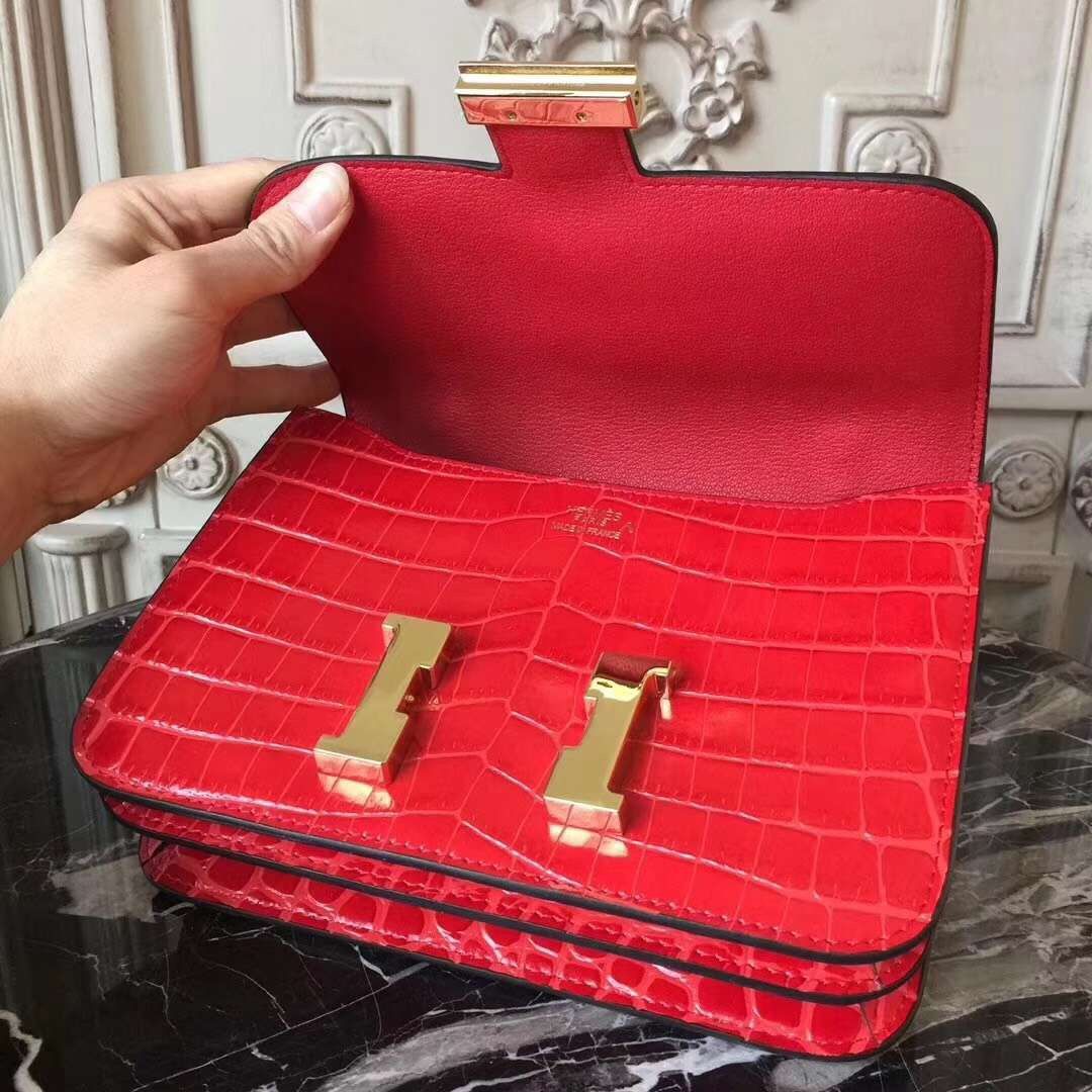 Hermes Cherry Constance MM 24cm Crocodile Bag - Image 7