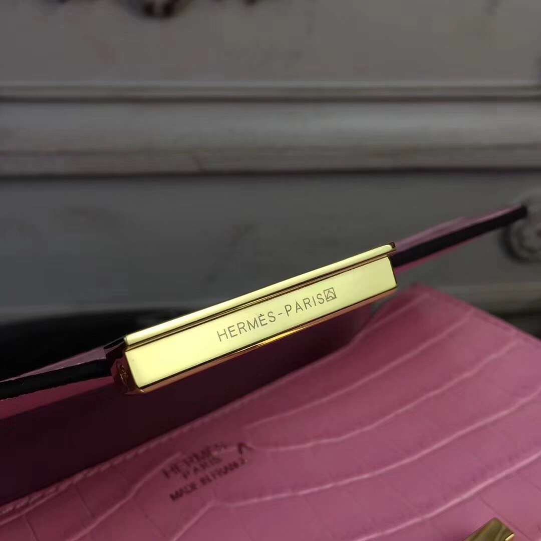 Hermes Pink Constance MM 24cm Crocodile Bag - Image 5