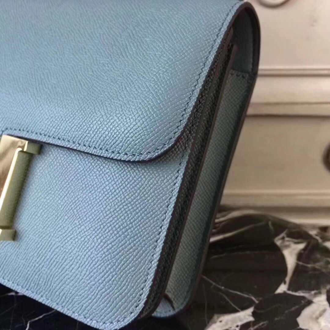 Hermes Blue Lin Constance MM 24cm Epsom Leather Bag - Image 7