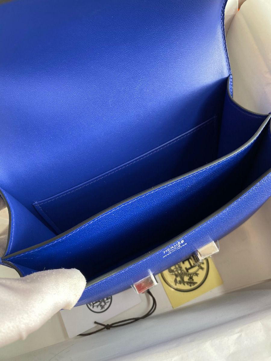 Hermes Constance 18 Handmade Bag In Blue Electric Chevre Mysore Leather - Image 9