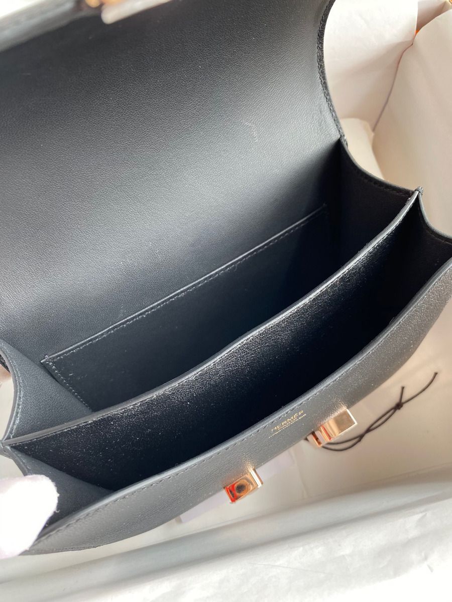 Hermes Constance 18 Handmade Bag In Black Chevre Mysore Leather - Image 8