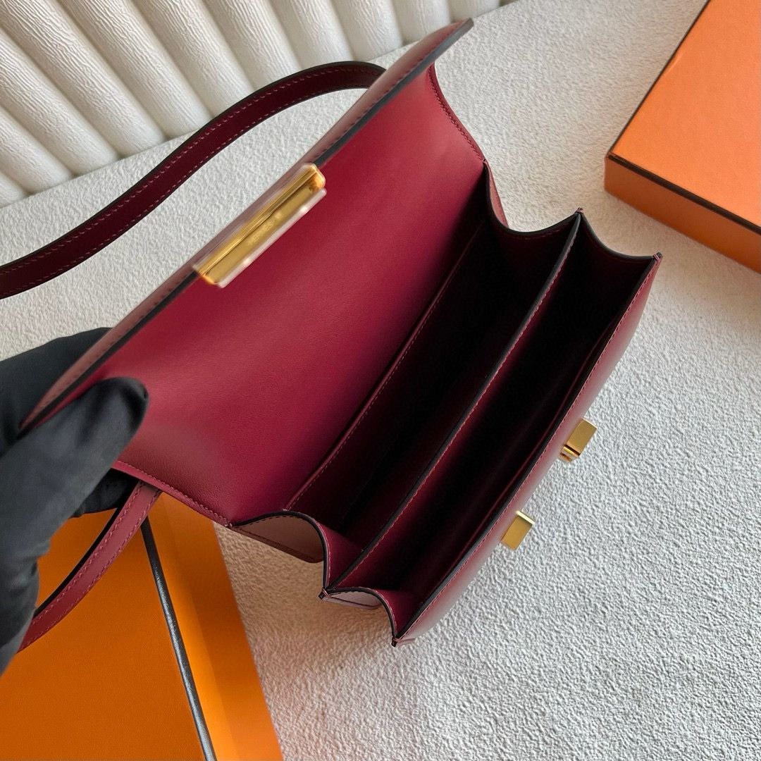 Hermes Constance Enamel 18 Handmade Bag in Rouge H Box Calfskin - Image 8