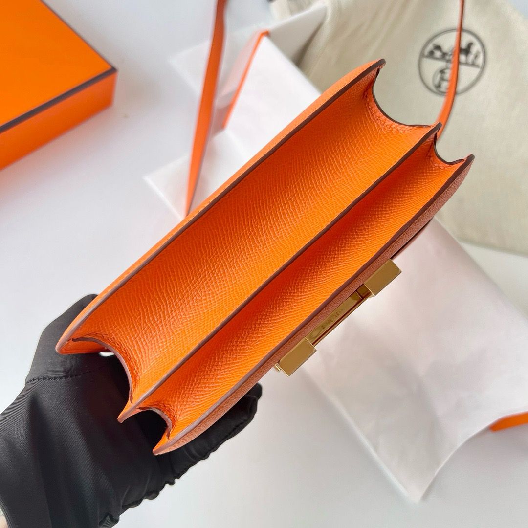 Hermes Constance 18 Handmade Bag In Orange Epsom Calfskin - Image 9