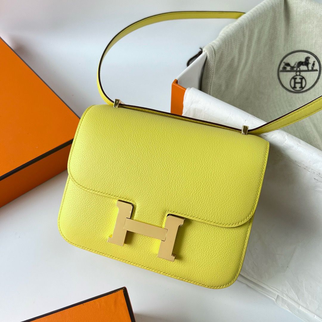 Hermes Constance 18 Handmade Bag In Lime Evercolor Calfskin - Image 3