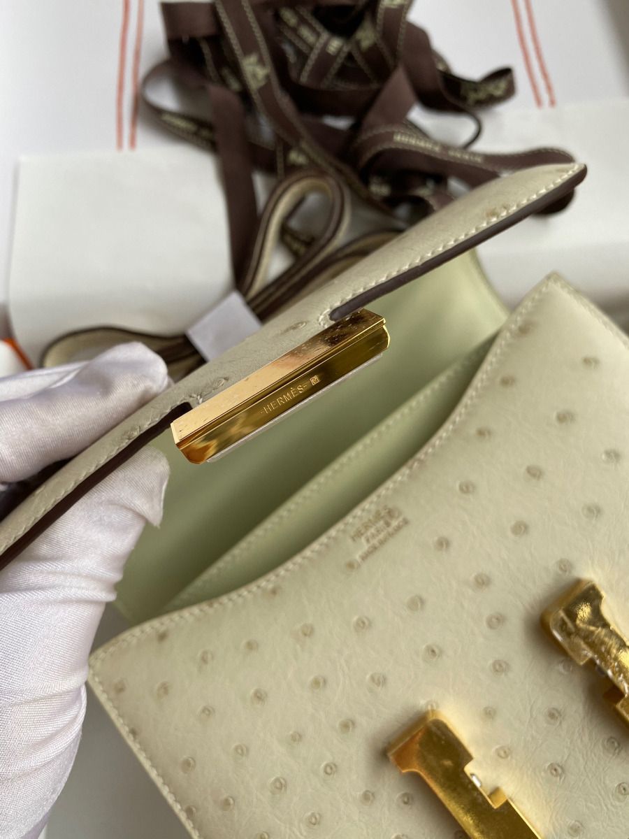 Hermes Constance 18 Handmade Bag In Parchemin Ostrich Leather - Image 9