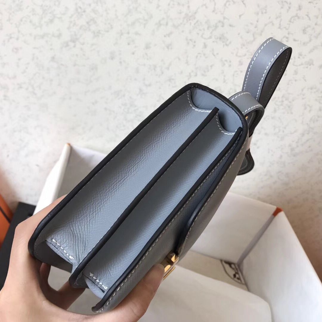 Hermes Constance 24 Handmade Bag In Blue Lin Epsom Leather - Image 7