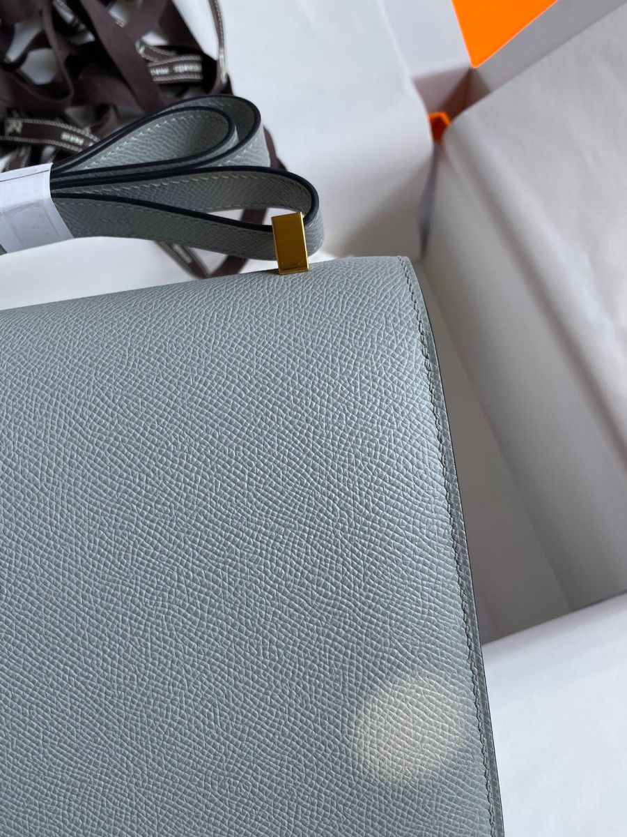 Hermes Constance 24 Handmade Bag In Blue Lin Epsom Calfskin - Image 10