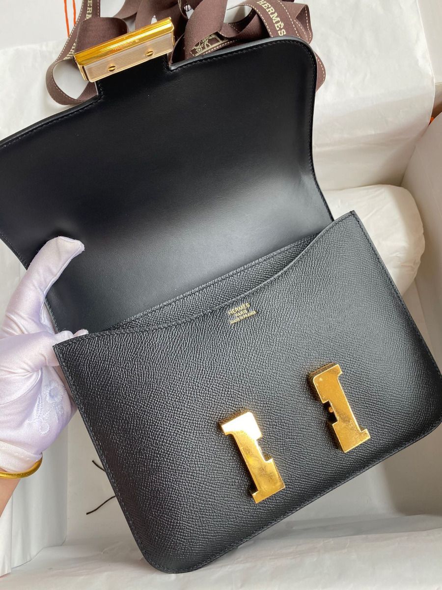 Hermes Constance 24 Handmade Bag In Black Epsom Calfskin - Image 7