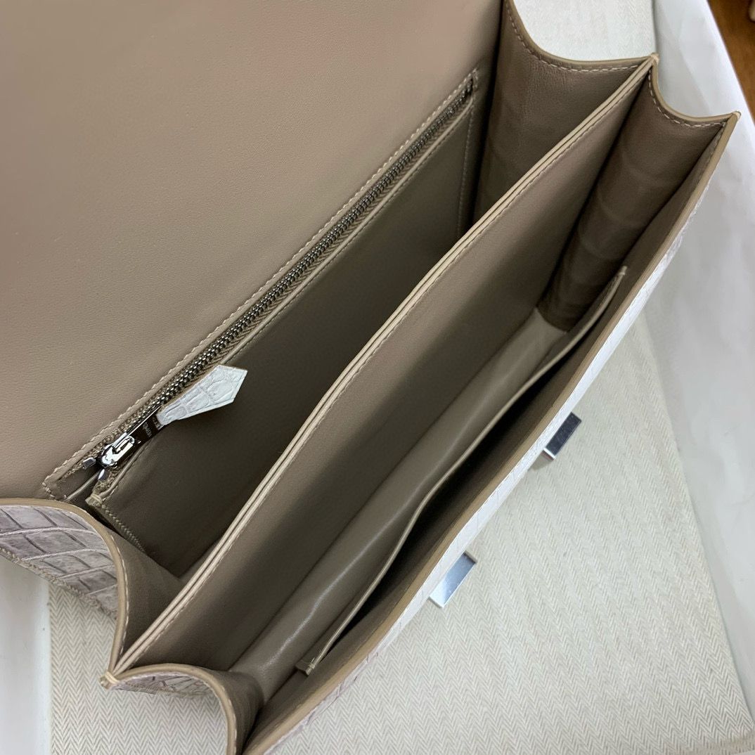 Hermes Constance 24 Handmade Bag In Himalaya Crocodile Niloticus Skin - Image 11