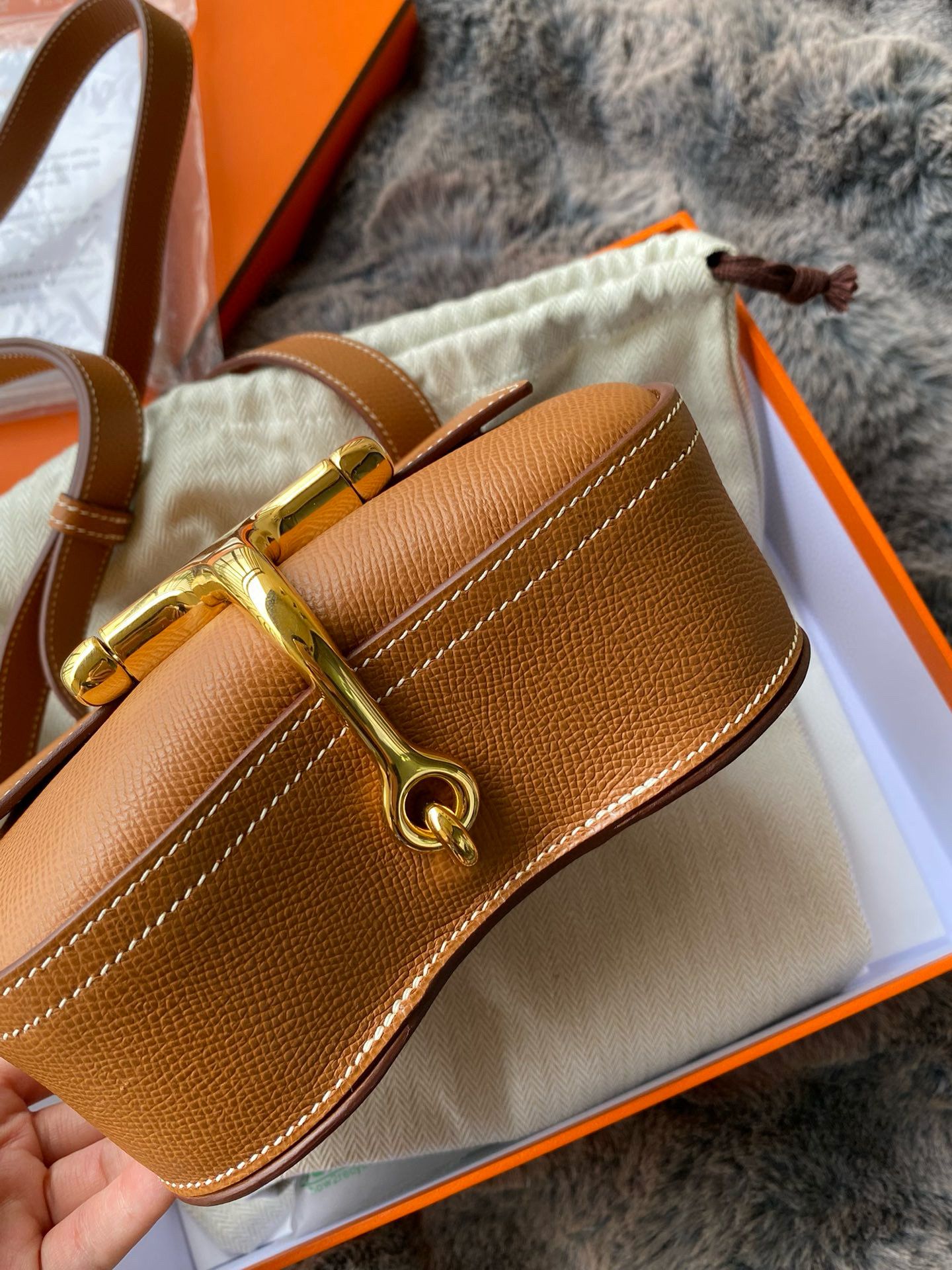 Hermes Della Cavalleria II Mini Bag in Gold Epsom Calfskin - Image 10