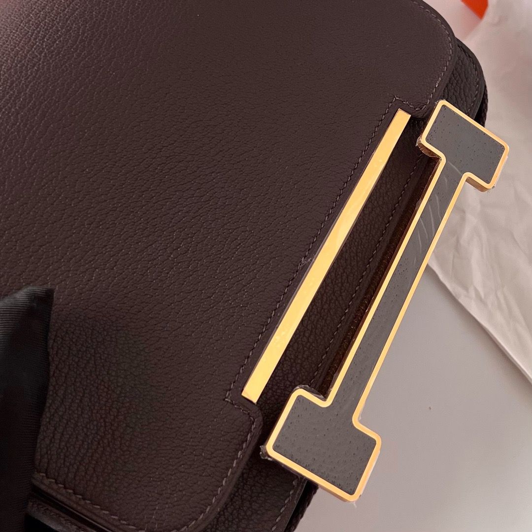 Hermes Geta Handmade Bag In Rouge Sellier Chevre Mysore Leather - Image 4