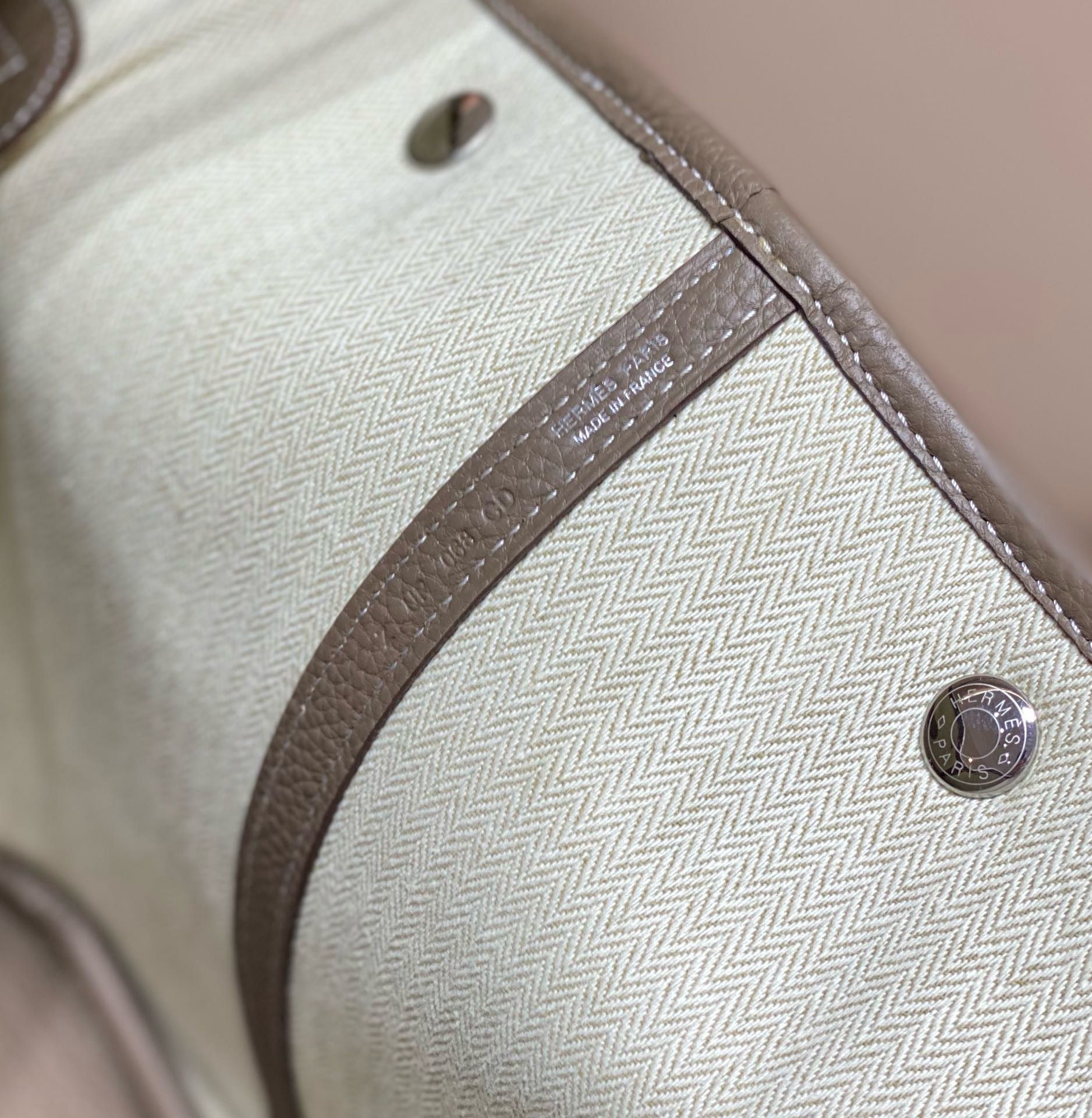 Hermes Garden Party 36cm Bag in Toile and Taupe Leather - Image 8