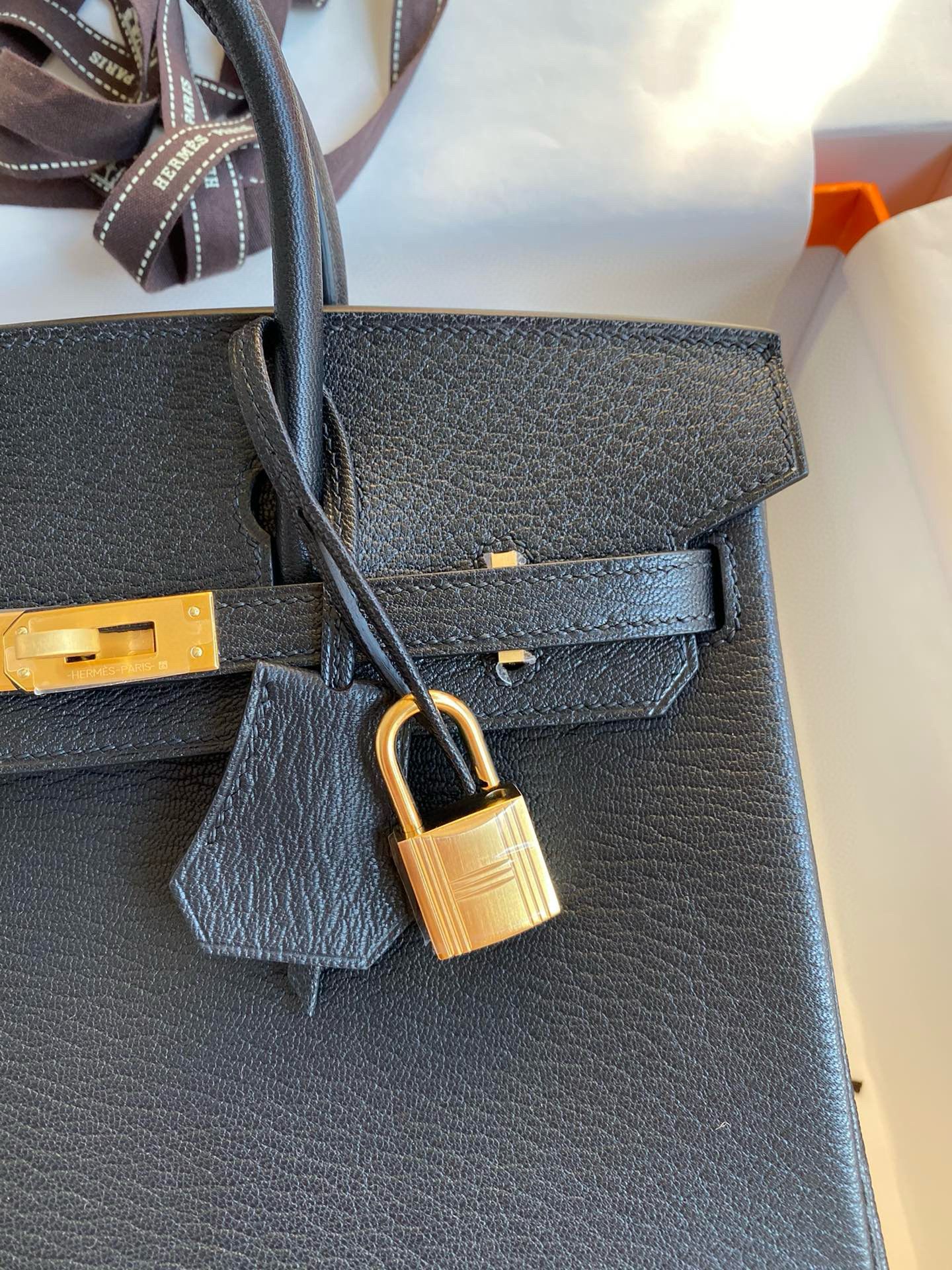 Hermes HSS Birkin 25 Bicolor Bag in Black and Blue Chevre Mysore Goatskin - Image 4