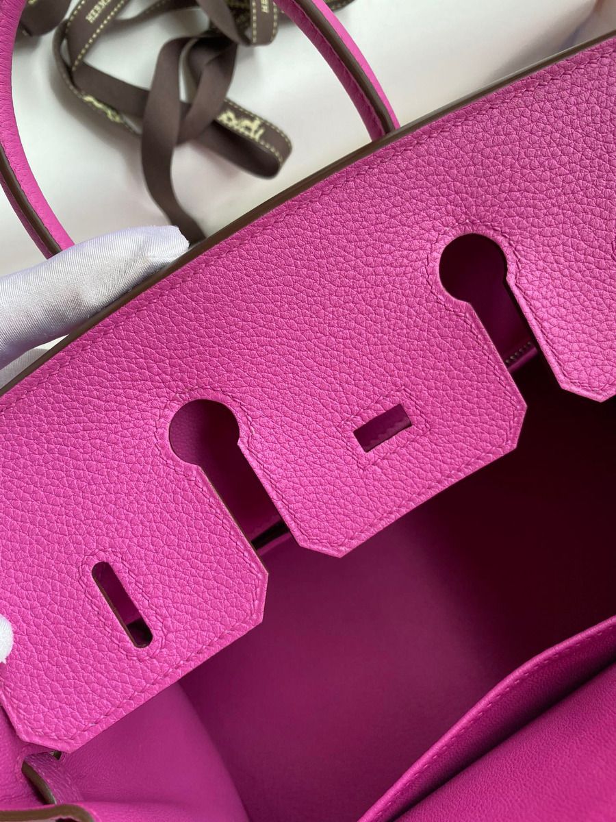 Hermes Birkin 25 Retourne Handmade Bag In Magnolia Clemence Leather - Image 9