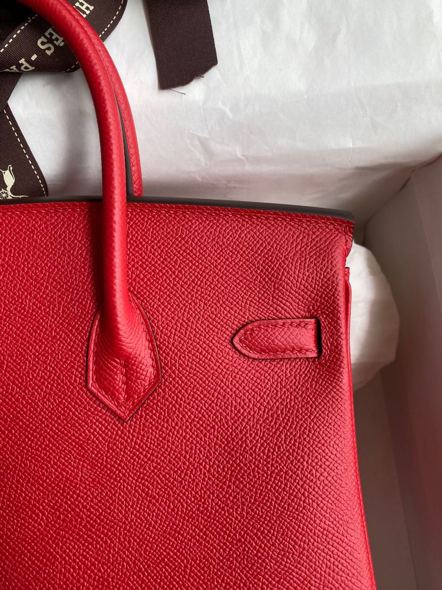 Hermes Birkin 25 Handmade Bag In Red Epsom Calfskin - Image 5