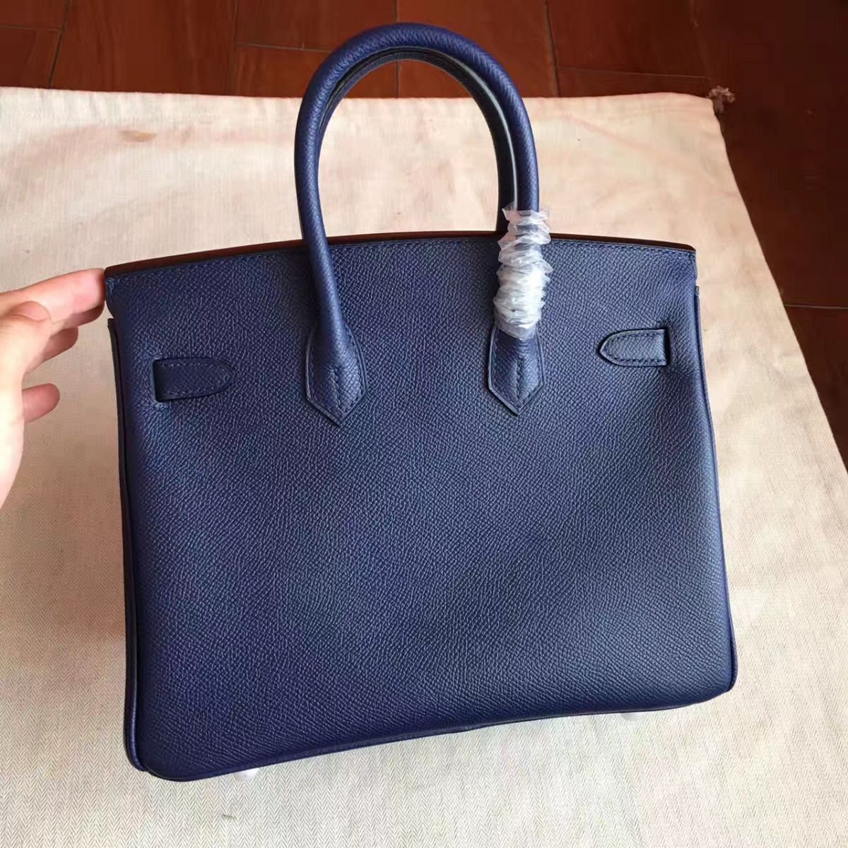 Hermes Birkin 25 Handmade Bag In Sapphire Epsom Calfskin - Image 3