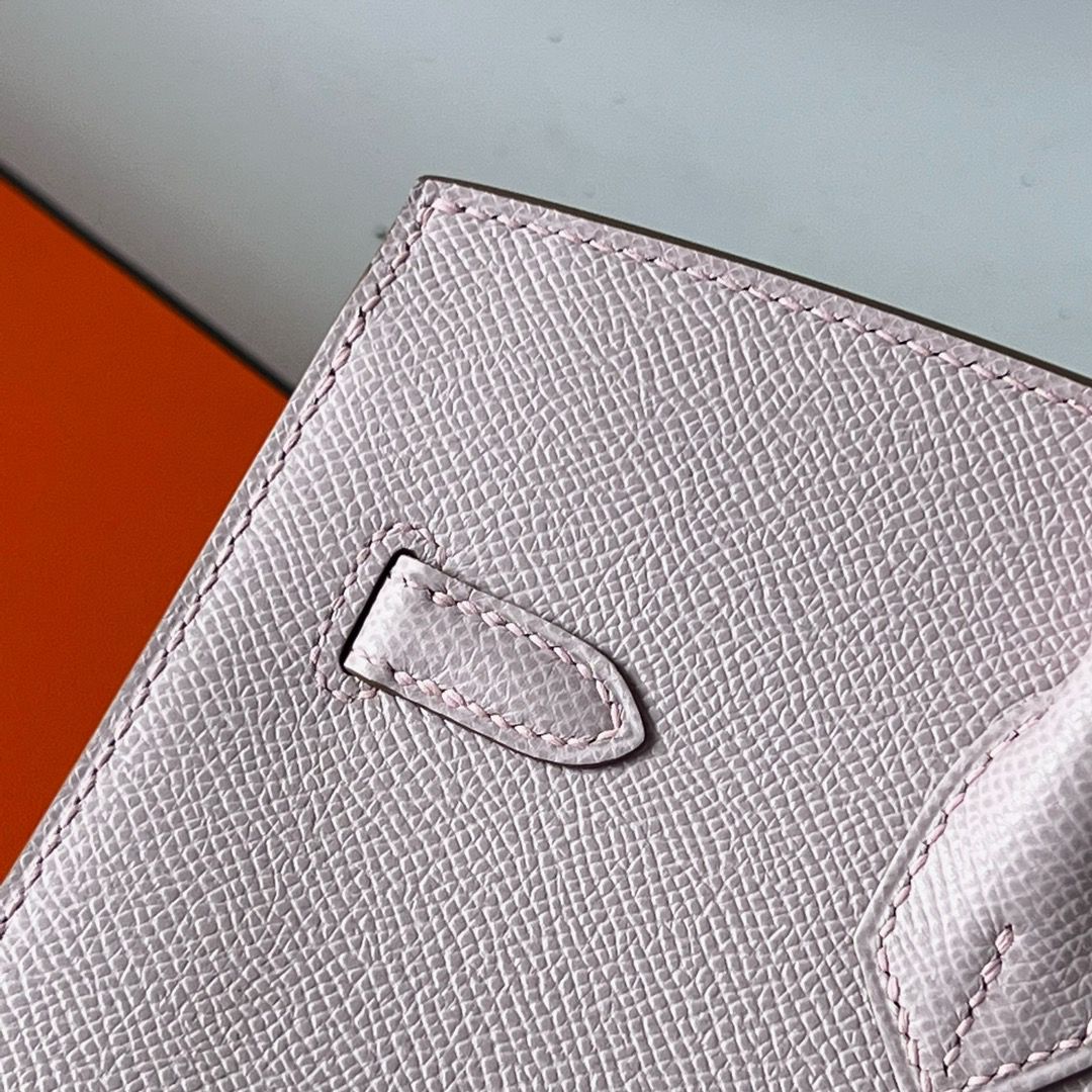 Hermes Birkin 25 Sellier Handmade Bag In Mauve Pale Epsom Calfskin - Image 8