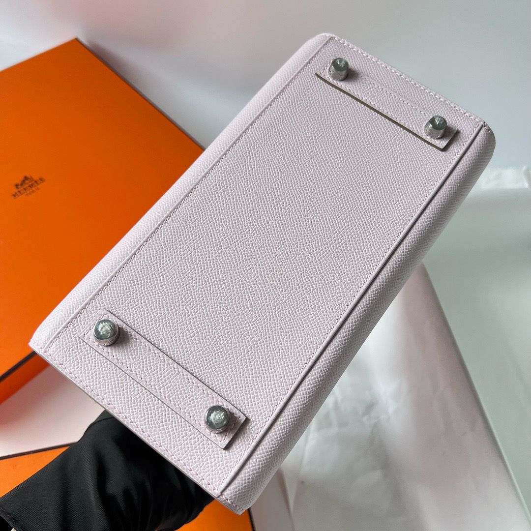 Hermes Birkin 25 Sellier Handmade Bag In Mauve Pale Epsom Calfskin - Image 10