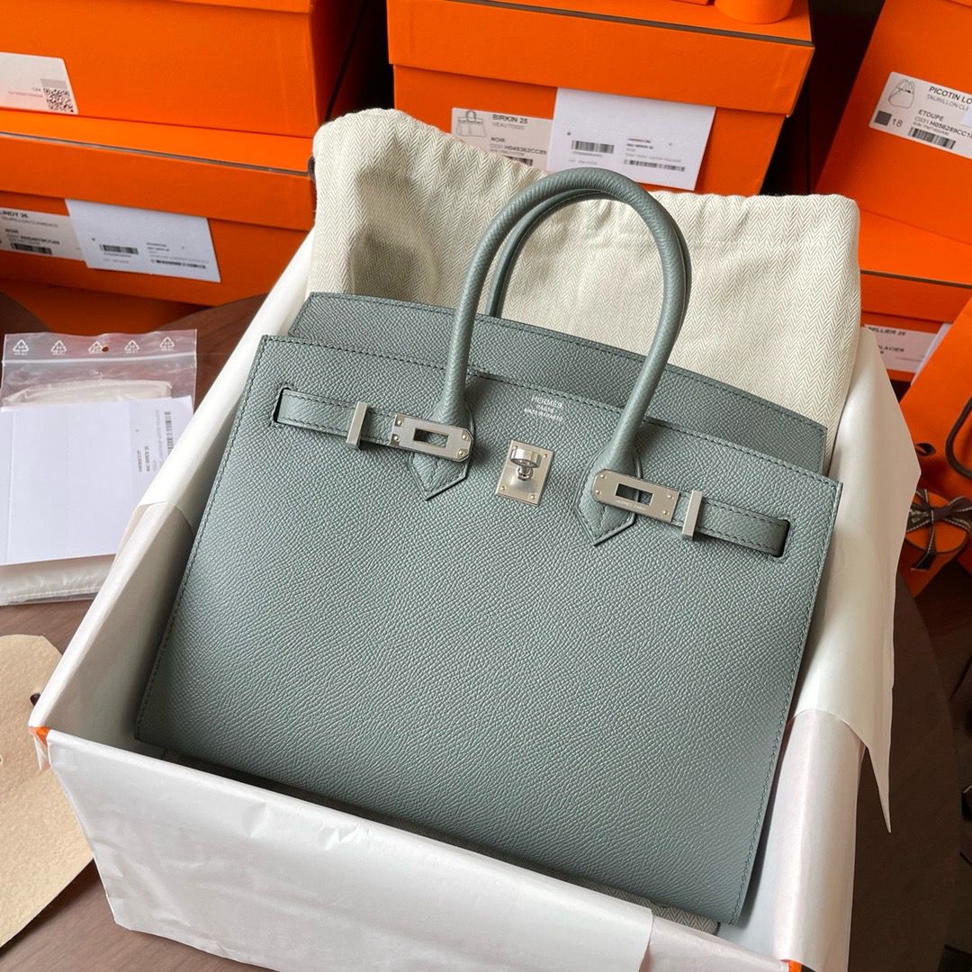 Hermes Birkin 25 Sellier Handmade Bag In Vert Amanda Epsom Calfskin - Image 8