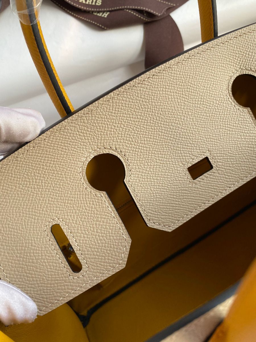 Hermes HSS Birkin 30 Bicolor Bag in Trench and Yellow Epsom Calfskin - Image 9