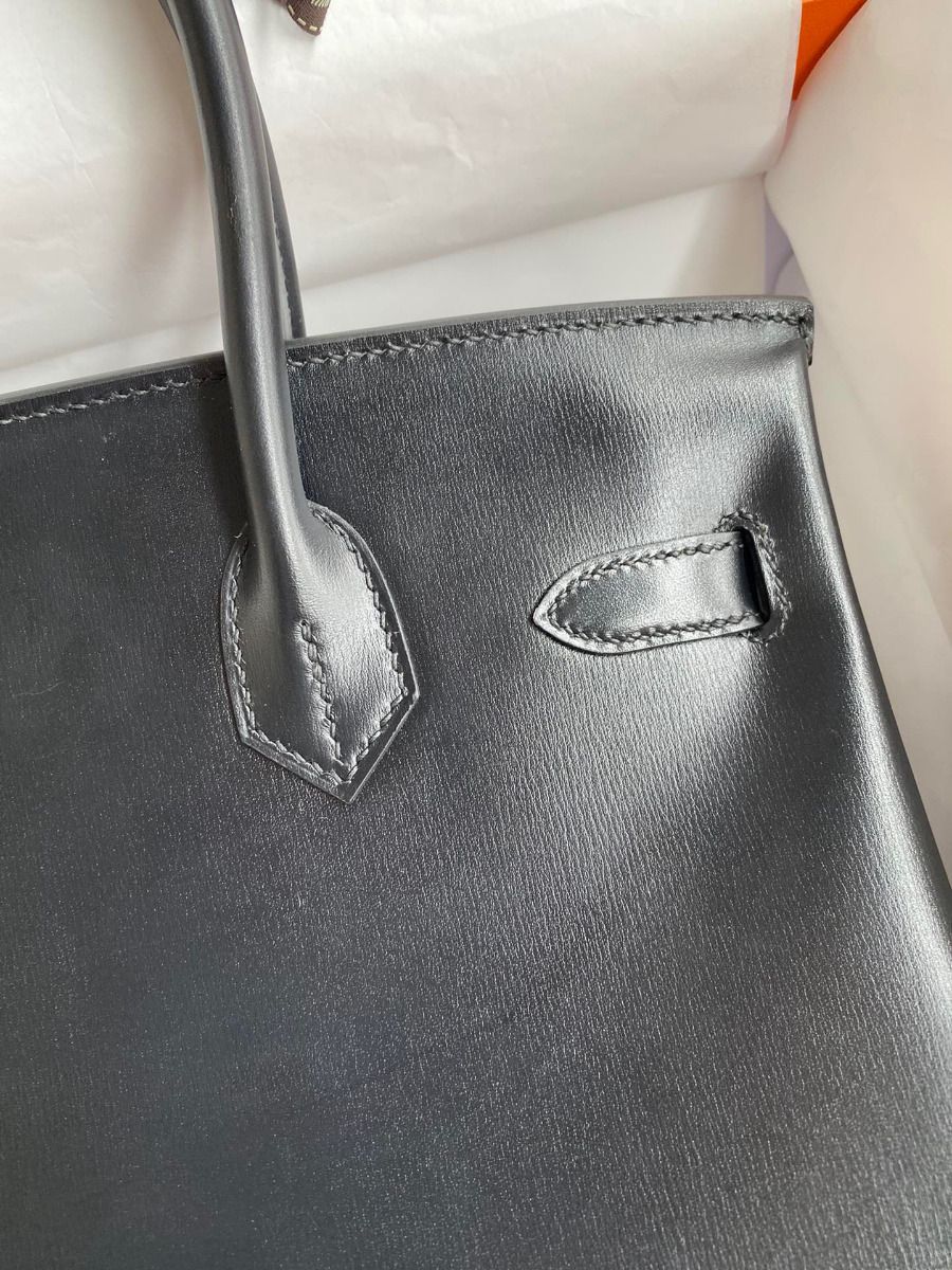 Hermes Birkin 30 Retourne Handmade Bag In Black Box Calfskin - Image 6
