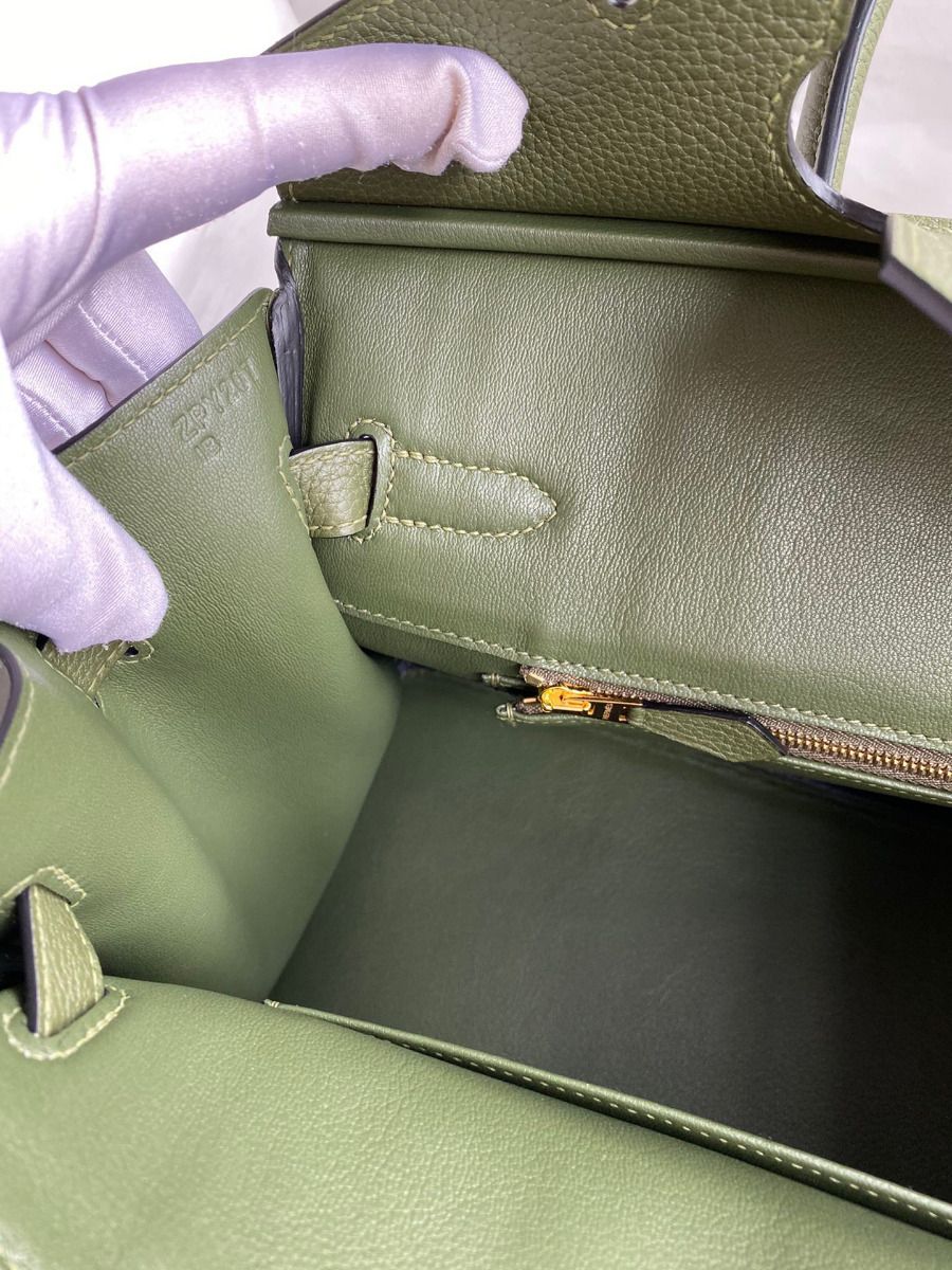 Hermes Birkin 30 Retourne Handmade Bag In Green Clemence Leather - Image 10
