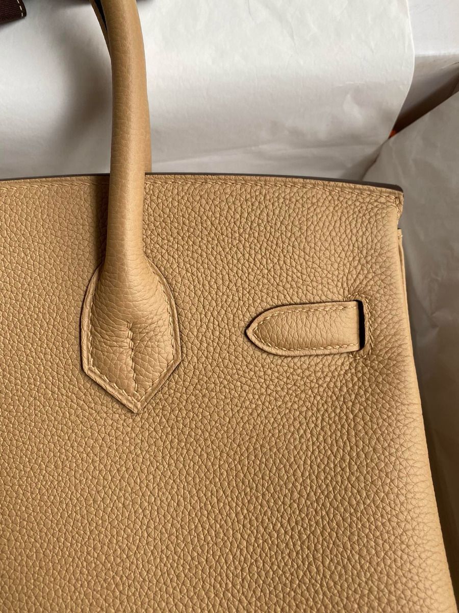 Hermes Birkin 30 Retourne Handmade Bag In Chai Clemence Leather - Image 5