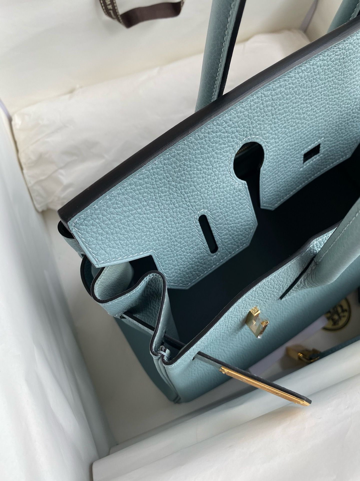 Hermes Birkin 30 Retourne Handmade Bag In Ciel Clemence Leather - Image 7