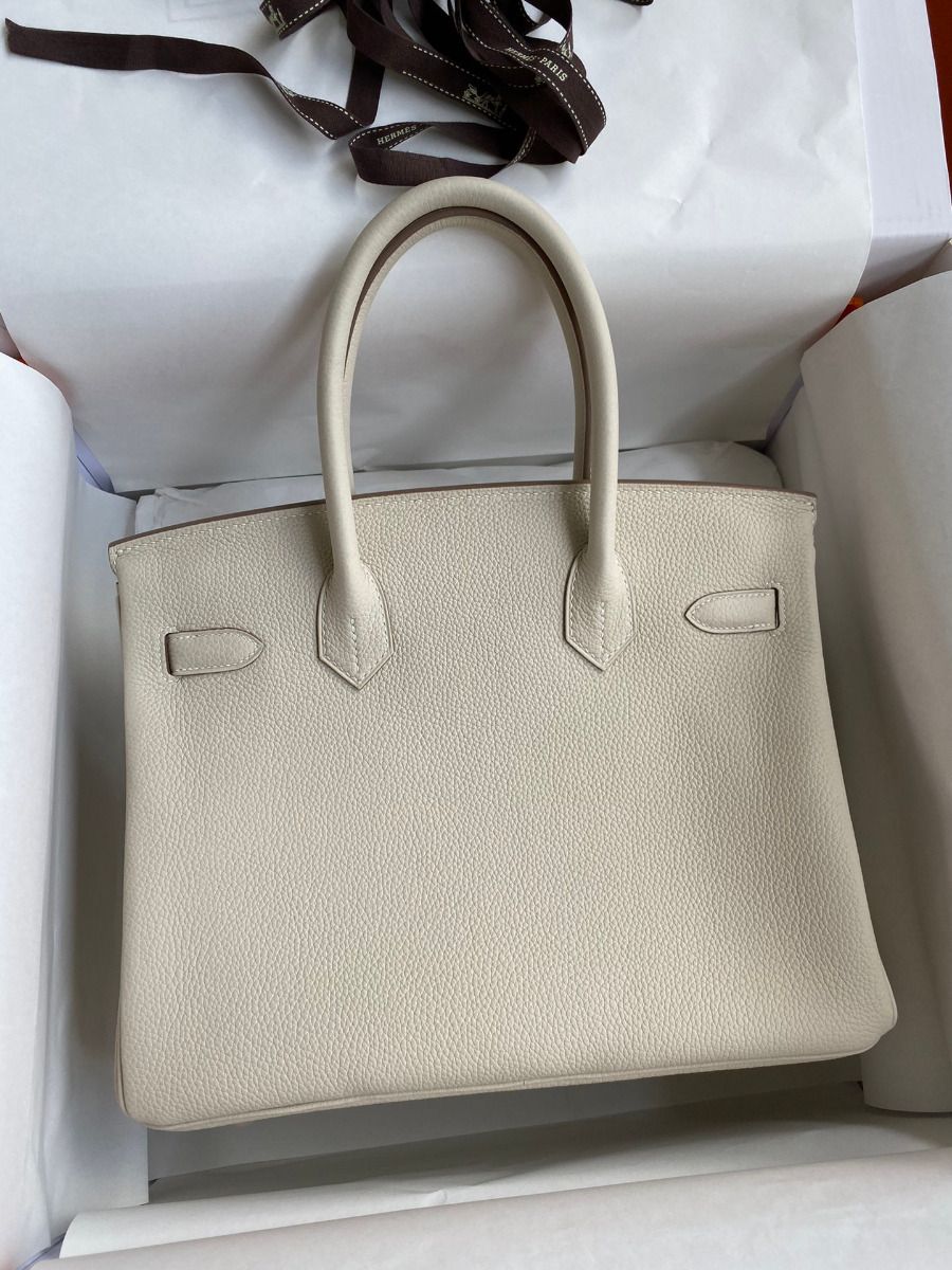 Hermes Birkin 30 Retourne Handmade Bag In Craie Clemence Leather - Image 3