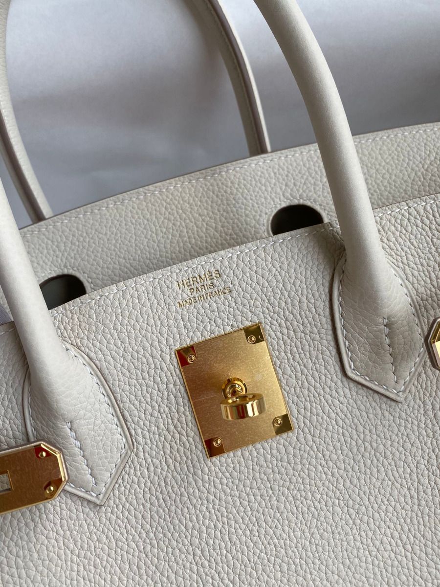 Hermes Birkin 30 Retourne Handmade Bag In Craie Clemence Leather - Image 7