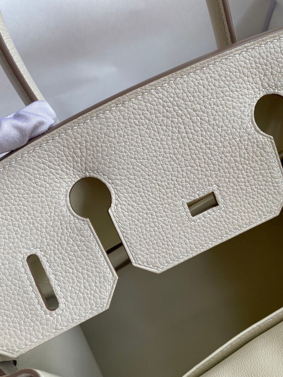 Hermes Birkin 30 Retourne Handmade Bag In Craie Clemence Leather - Image 8