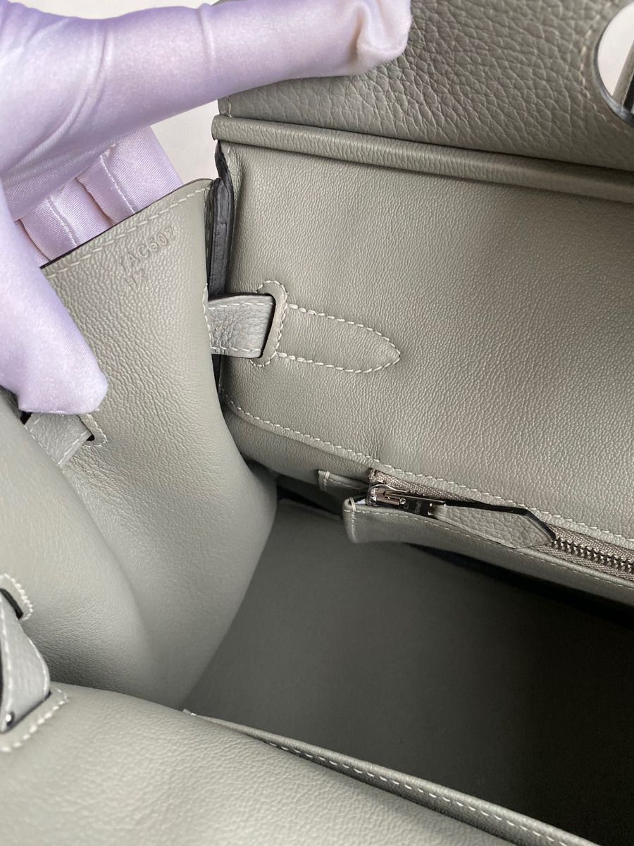 Hermes Birkin 30 Retourne Handmade Bag In Girls Mouette Clemence Leather - Image 8