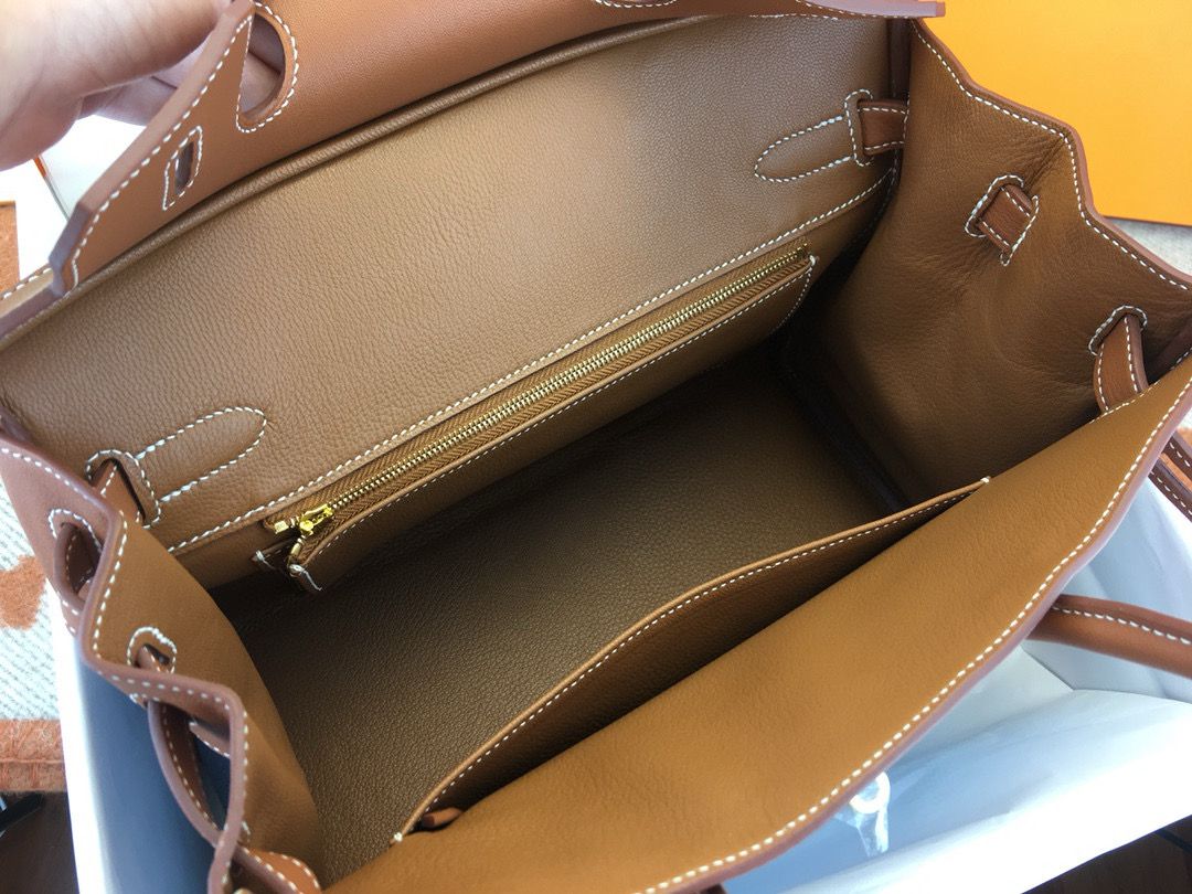 Hermes Birkin 30 Handmade Bag in Denim & Gold Swift Leather - Image 8