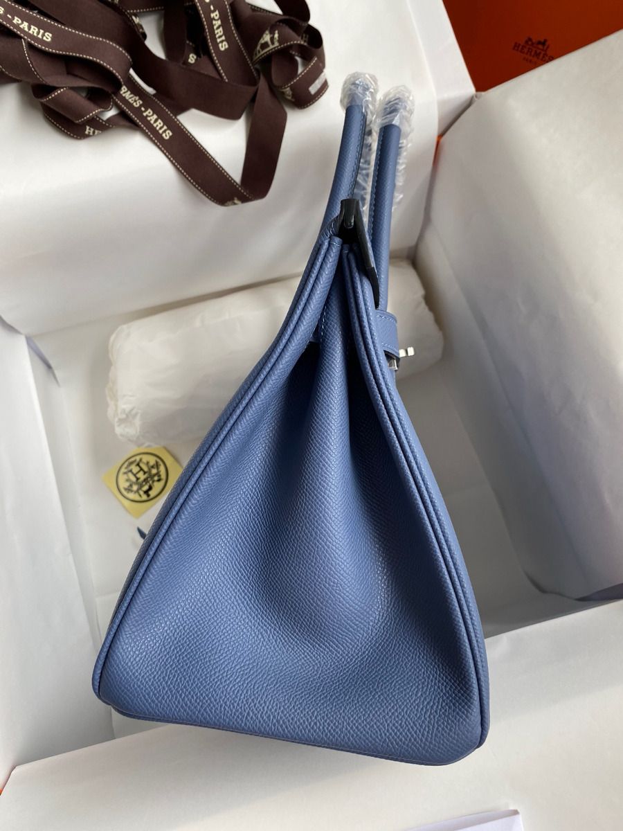 Hermes Birkin 30 Retourne Handmade Bag in Blue Agate Epsom Calfskin - Image 5