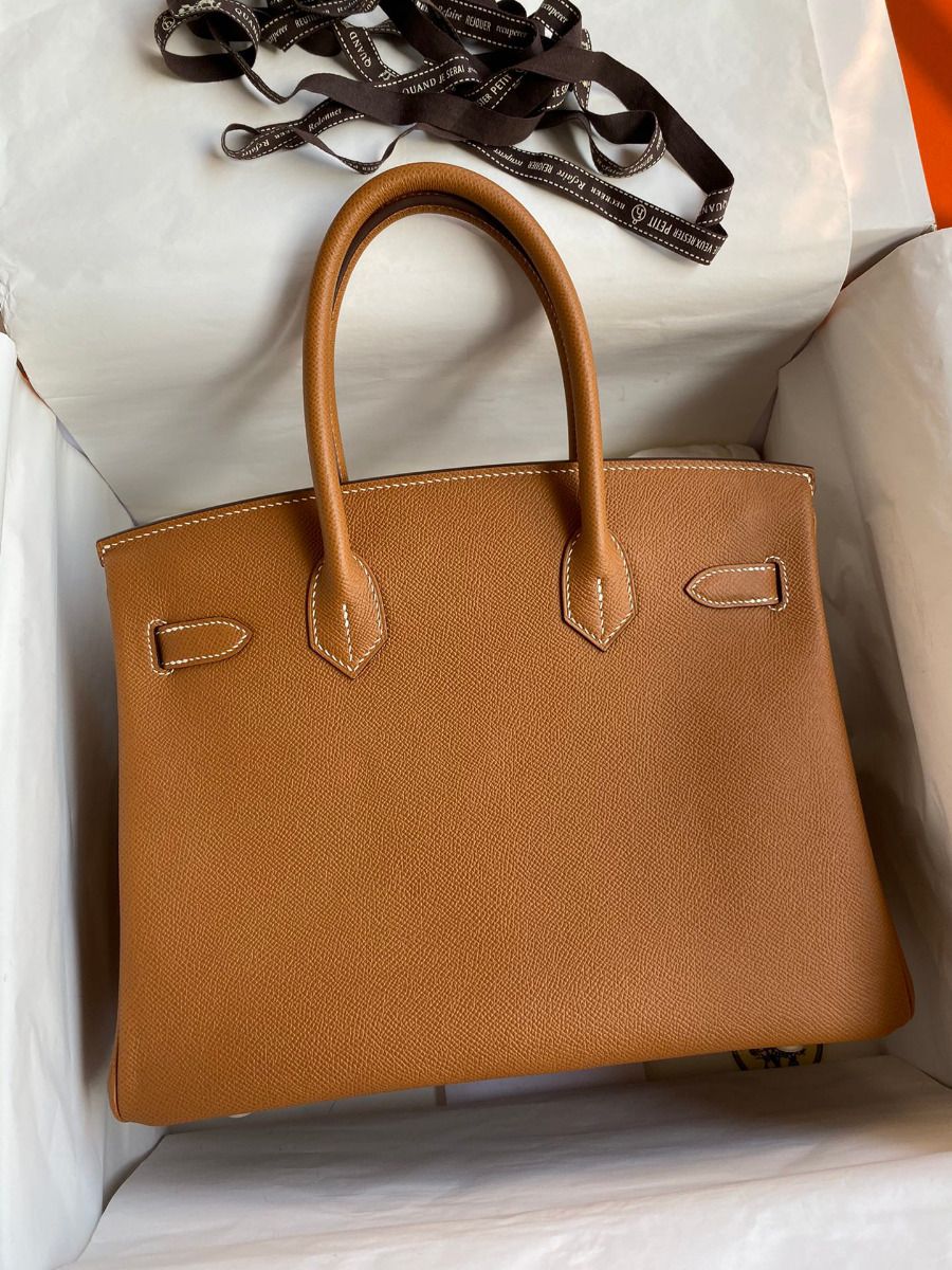 Hermes Birkin 30 Retourne Handmade Bag In Gold Epsom Calfskin - Image 3