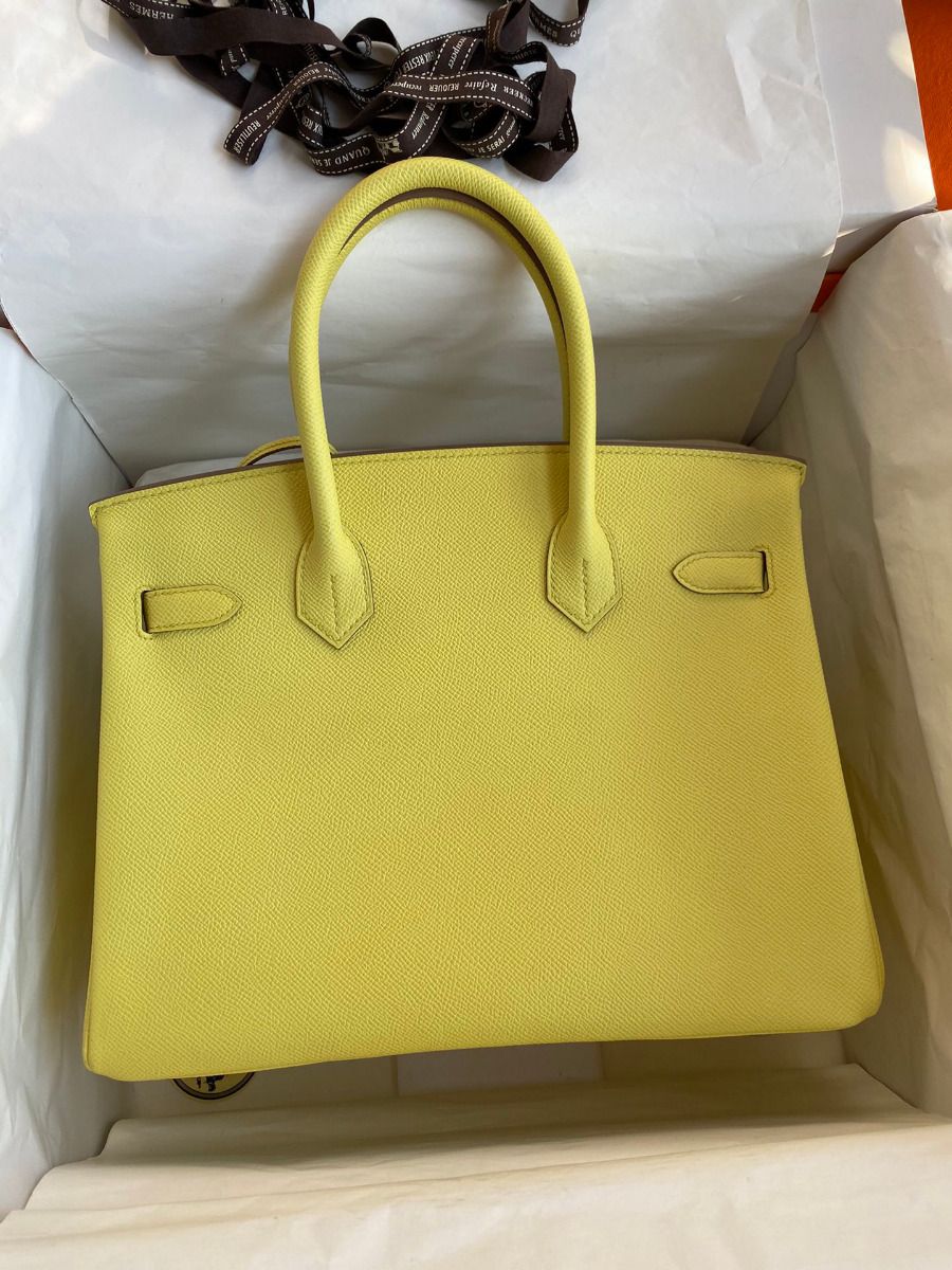 Hermes Birkin 30 Retourne Handmade Bag In Lime Epsom Calfskin - Image 3