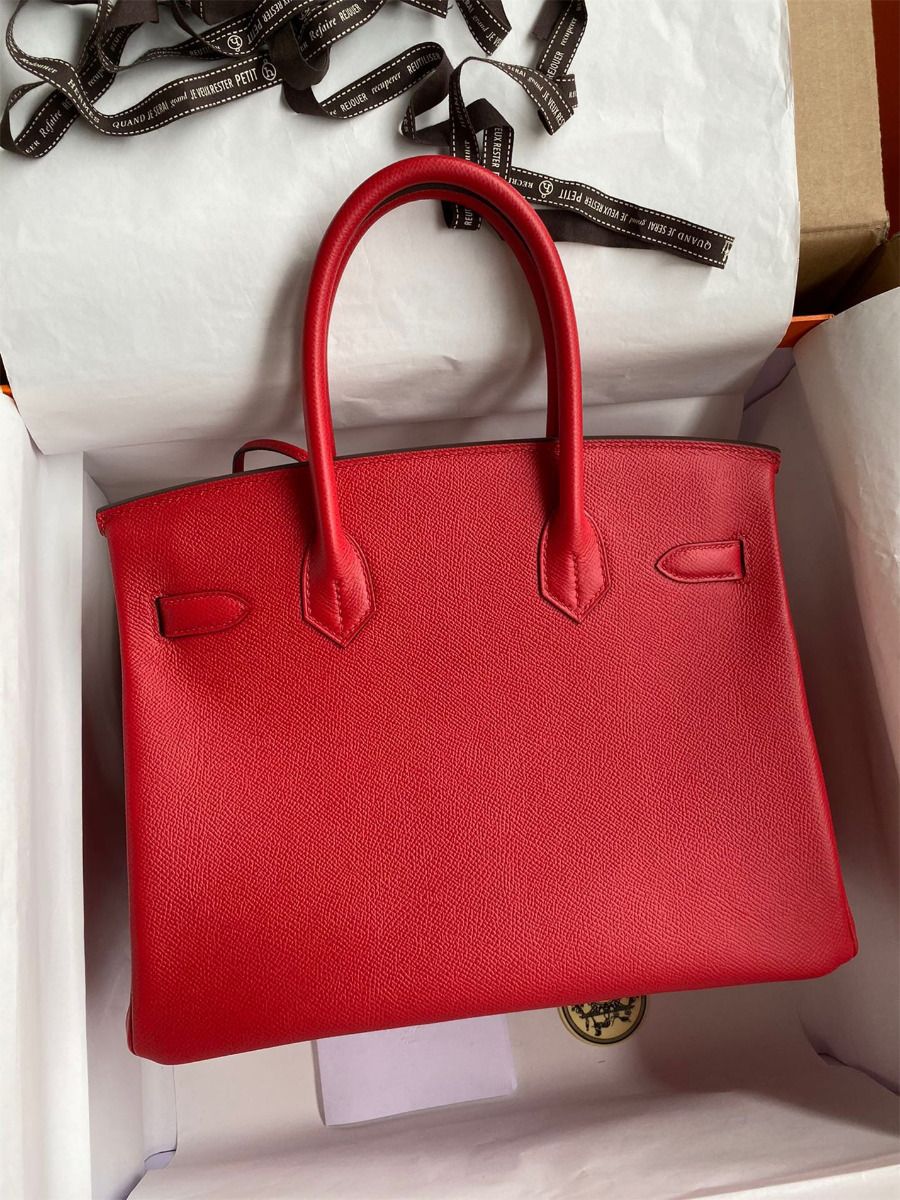 Hermes Birkin 30 Retourne Handmade Bag In Red Epsom Calfskin - Image 3