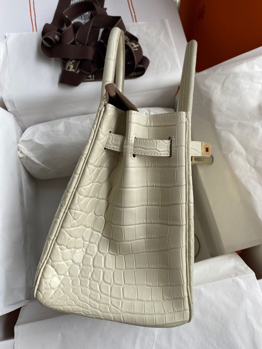 Hermes Birkin 30 Handmade Bag In Craie Crocodile Niloticus Matte Skin - Image 6