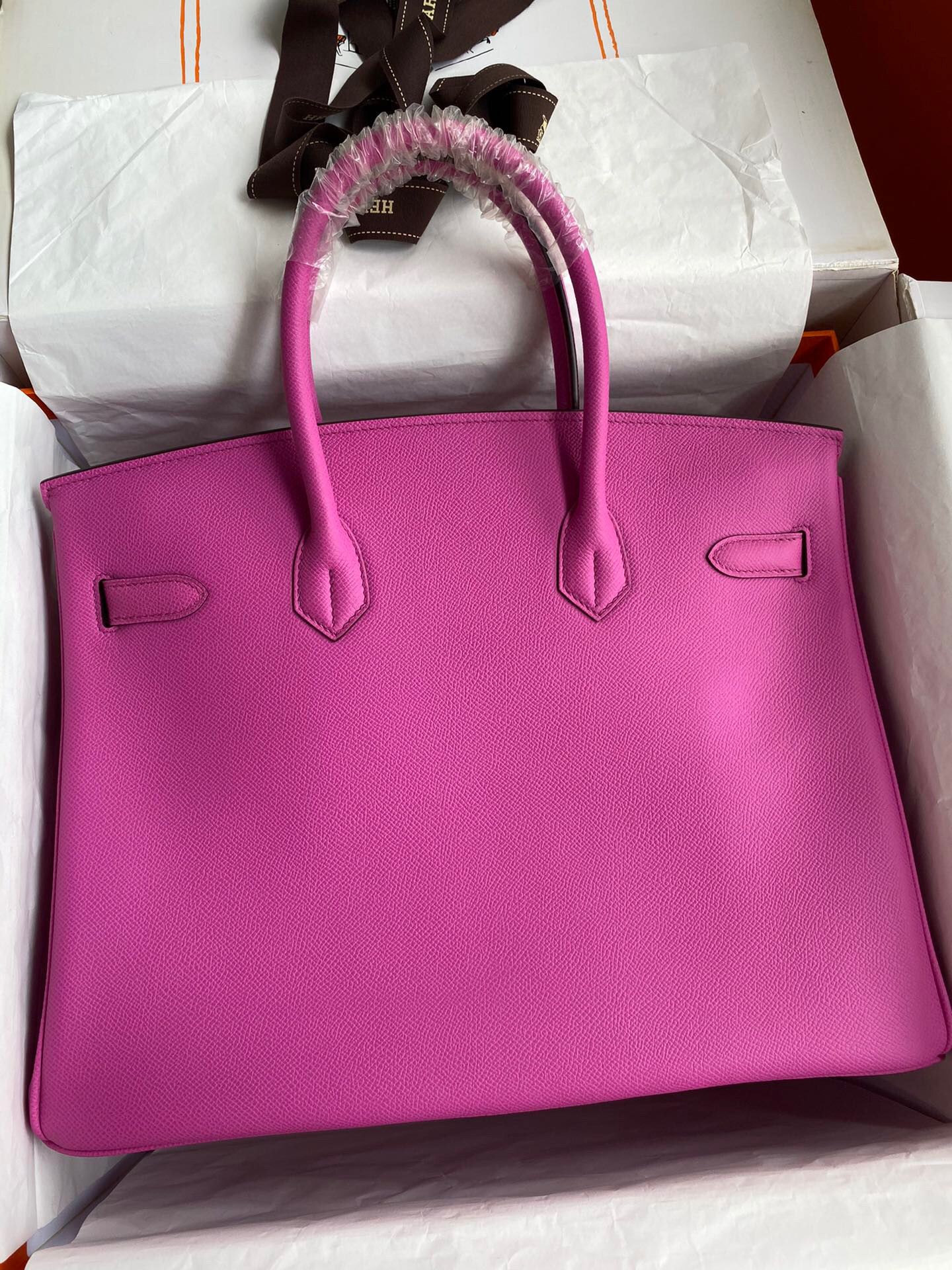 Hermes Birkin 35 Retourne Handmade Bag in Rose Magnolia Epsom Calfskin - Image 3