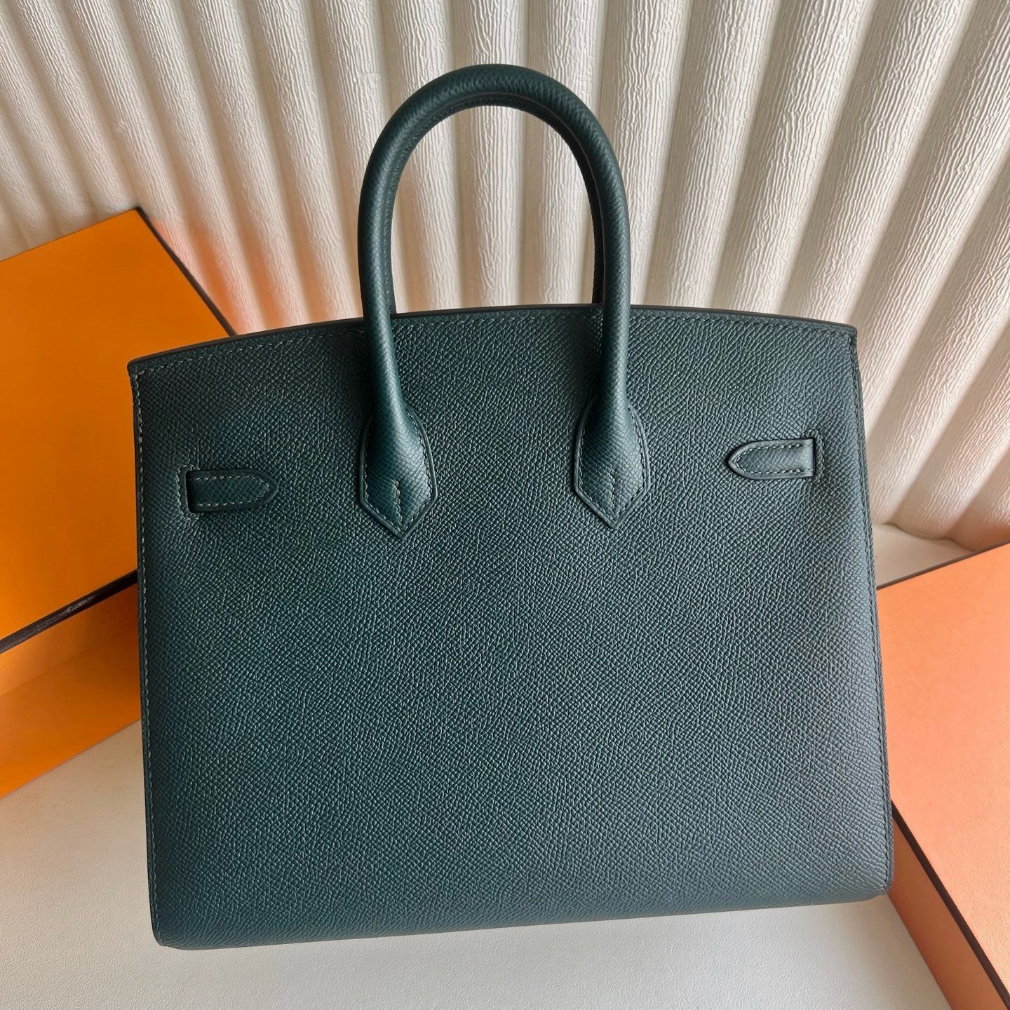 Hermes Birkin 25 Sellier Handmade Bag in Vert Cypres Epsom Calfskin