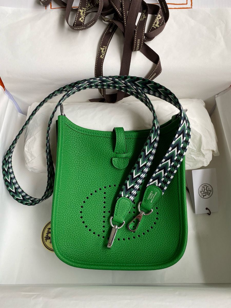 Hermes Evelyne Mini Handmade Bag in Bamboo Clemence Leather - Image 10