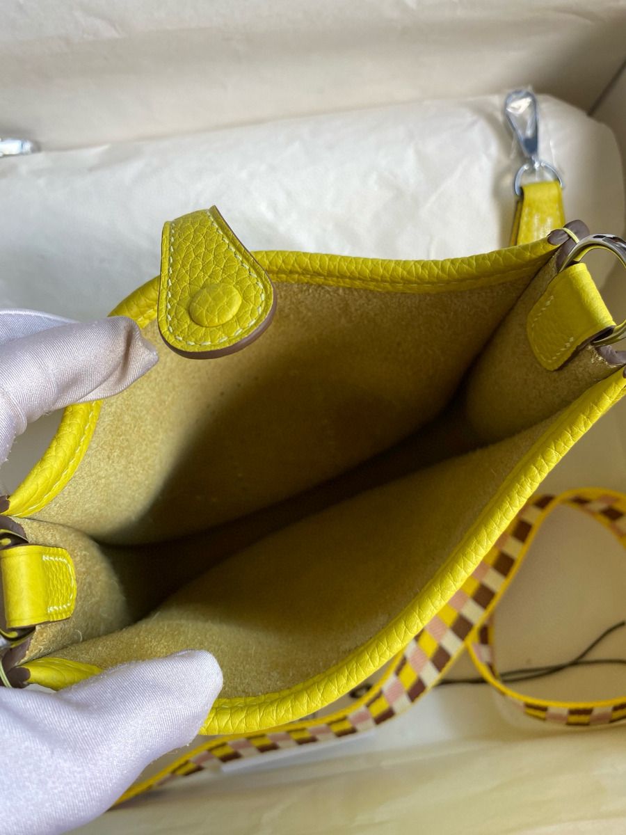 Hermes Evelyne Mini Handmade Bag in Lime Clemence Leather - Image 7