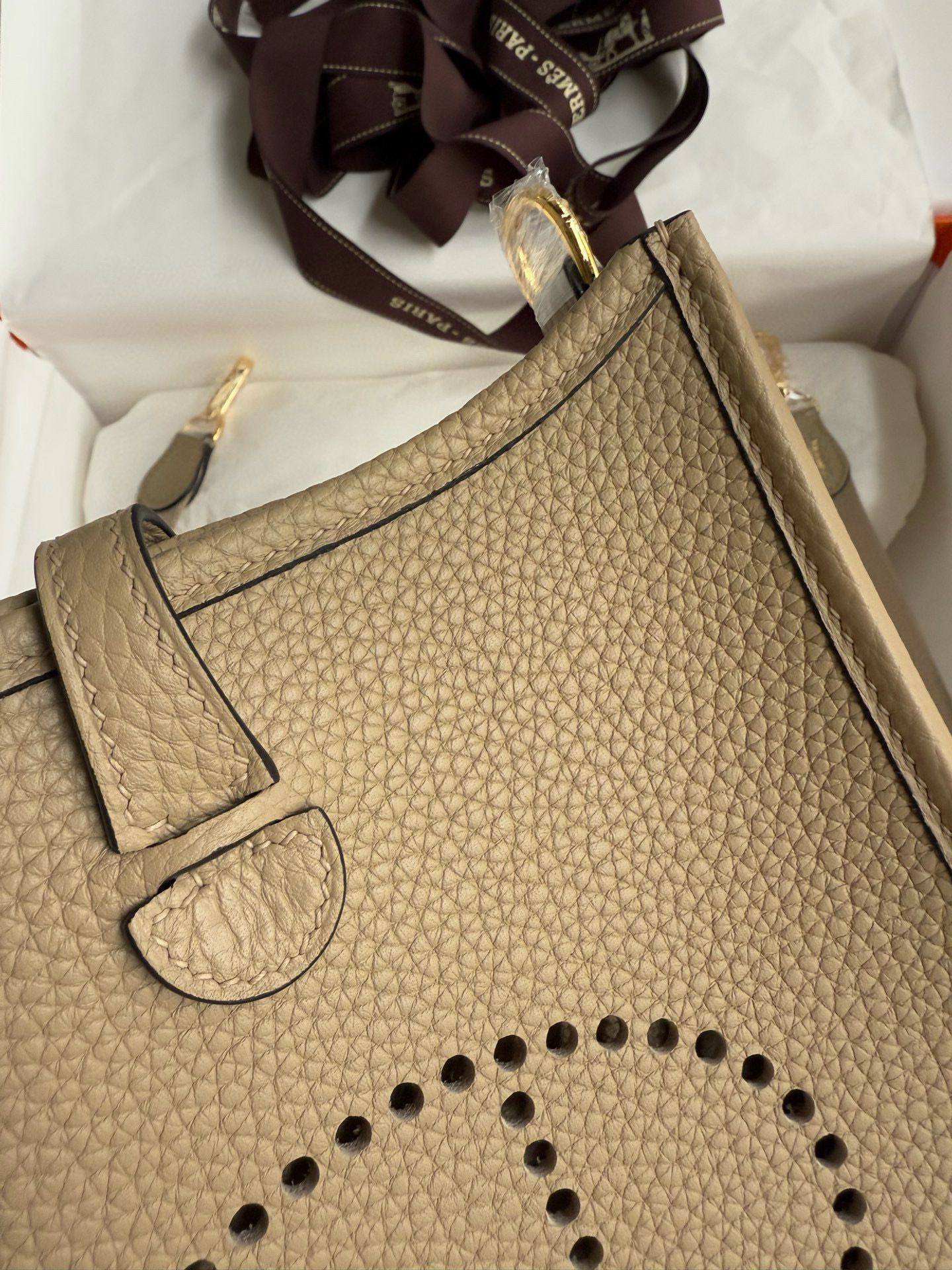 Hermes Evelyne Mini Handmade Bag in Trench Clemence Leather - Image 7